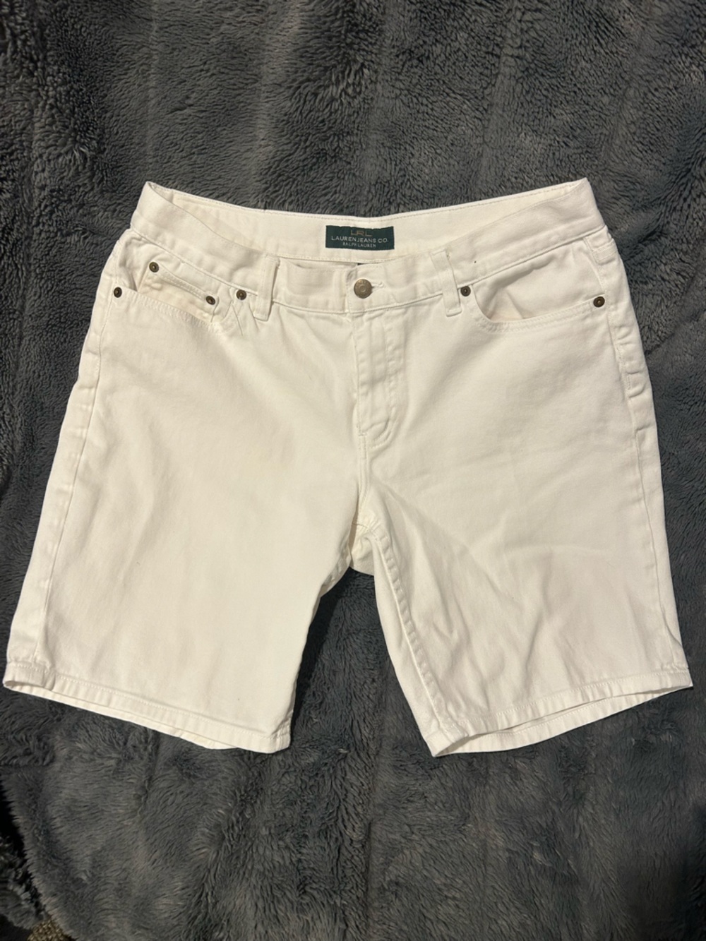 Ralph Lauren Cream Denim Shorts with Navy Label